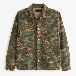 Abercrombie Corduroy Shirt Jacket in Leaf Camo